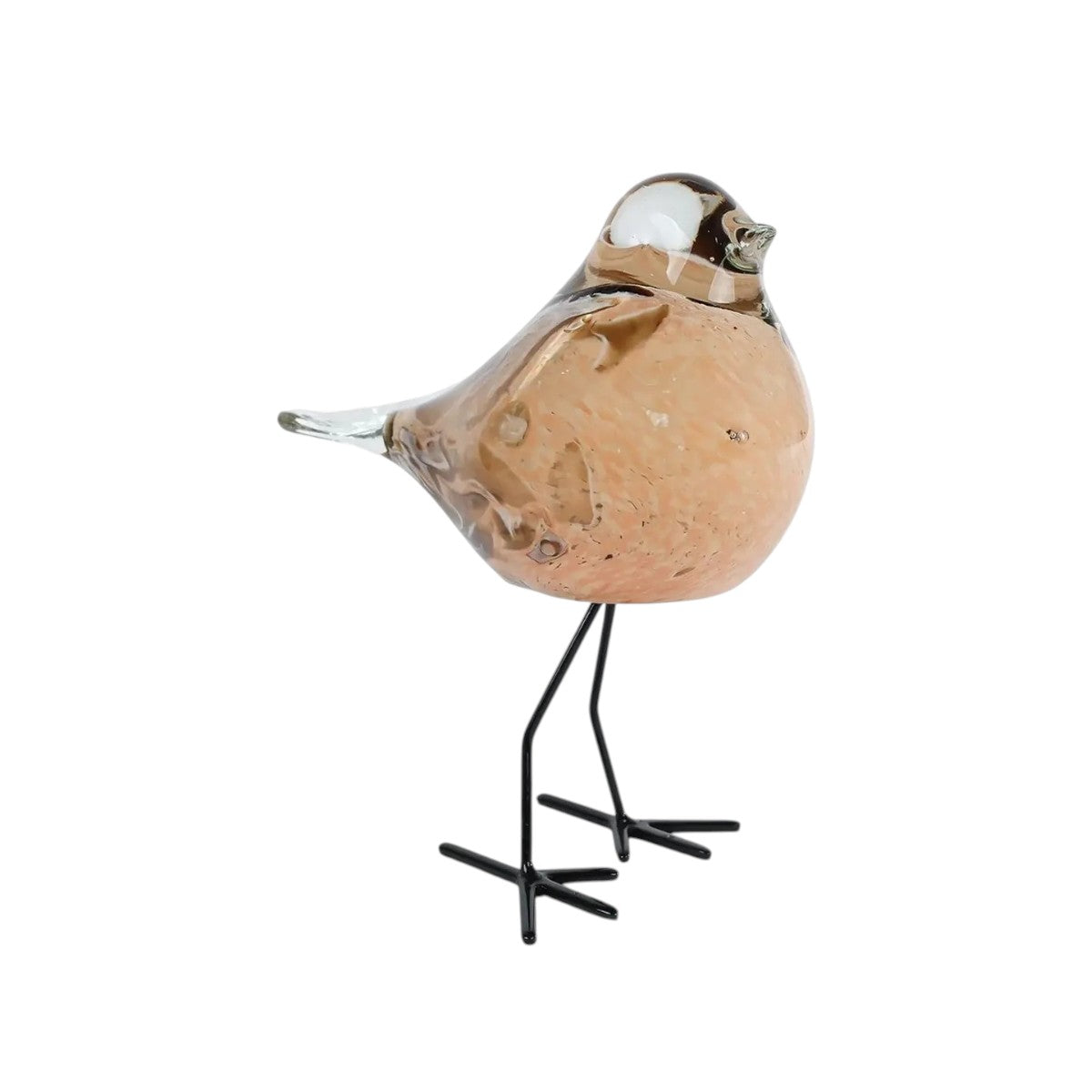 Glazen Vogel op Metalen Pootjes β Beige