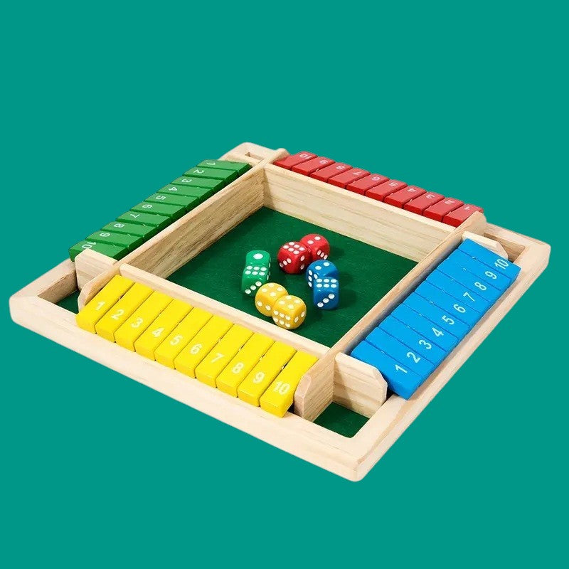 Gekleurde Shut the Box – Houten Dobbelspel voor 2-4 Spelers