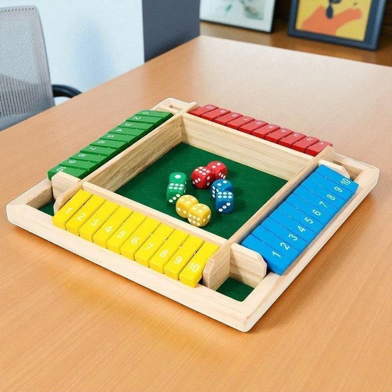 Gekleurde Shut the Box – Houten Dobbelspel voor 2-4 Spelers