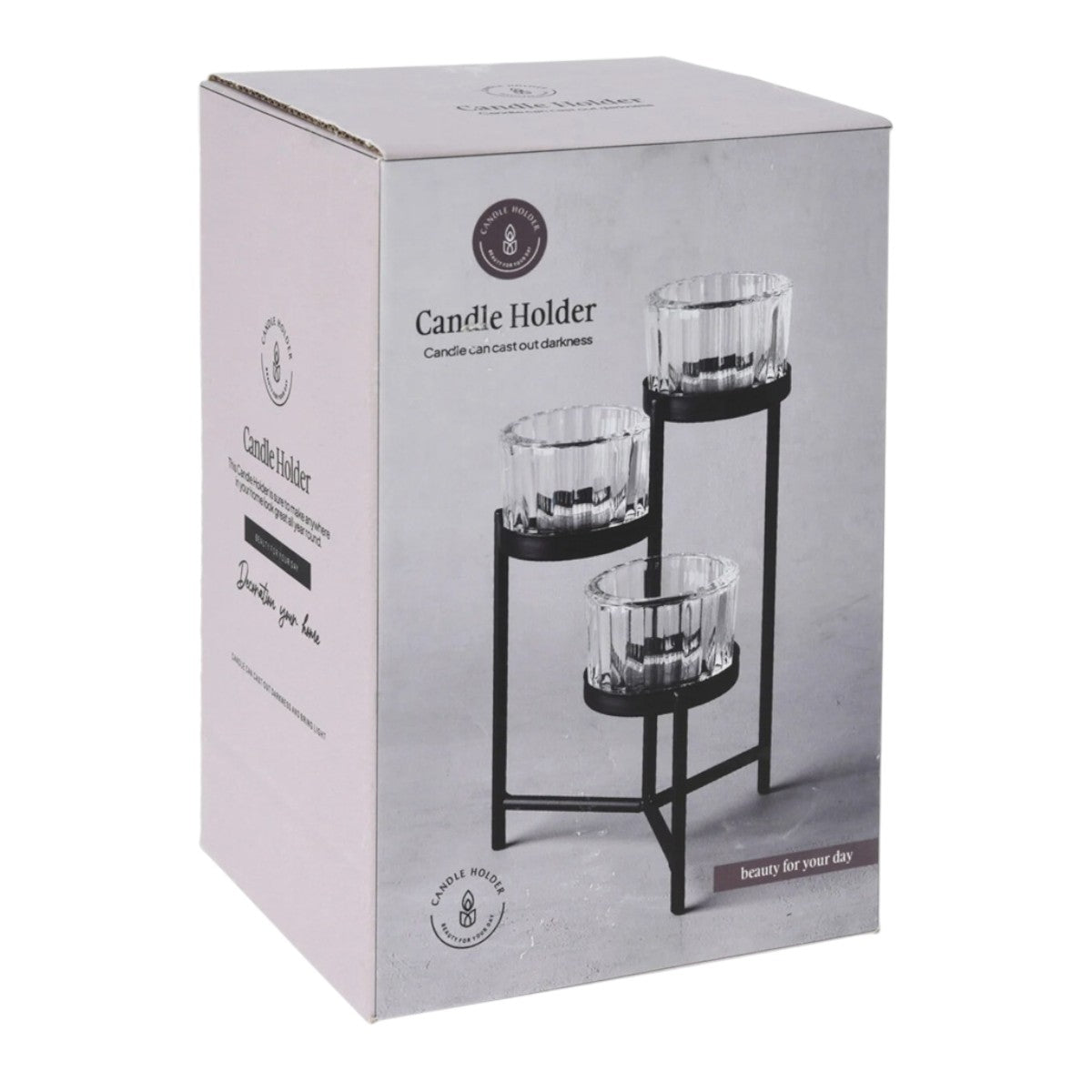 🕯️ Theelichthouderset kandelaar van metaal – zwart – 11 x 11 x 18 cm