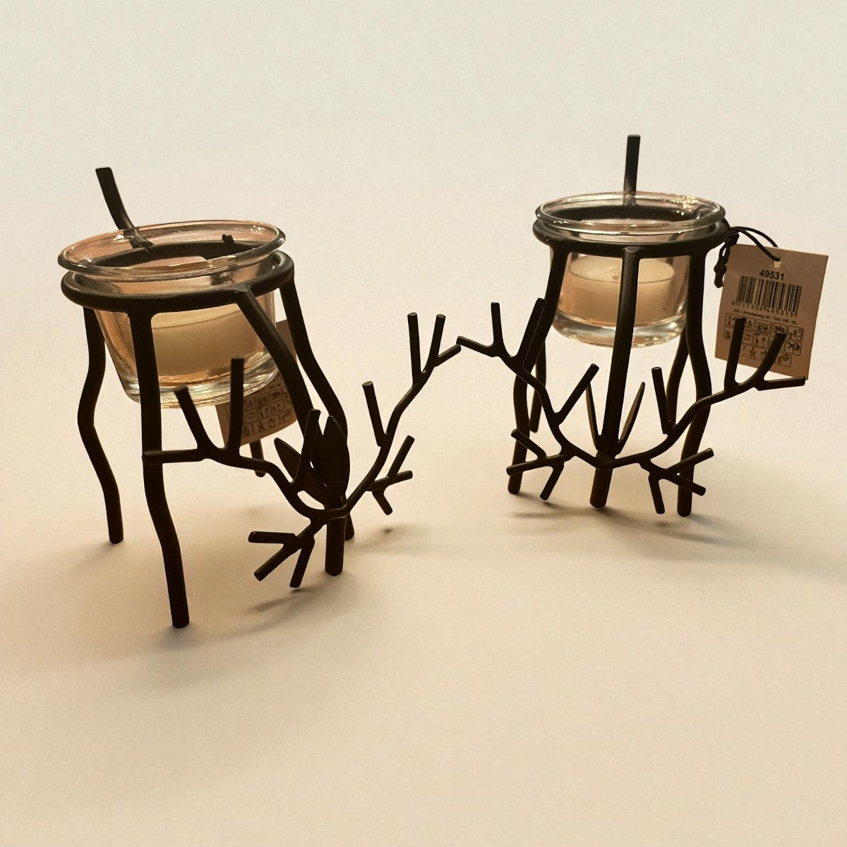 ๐ฆ Waxinelichthouder grazend rendier van metaal โ 11 cm