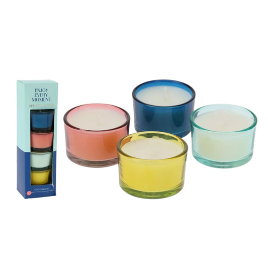 π―οΈ Geschenkset β Set van 4 geurkaarsen in glas βEnjoy Every Momentβ