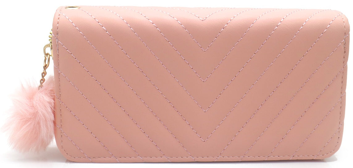 Roze portemonnee dames – PU wallet met rits en kaartsleuven | Masini Gifts