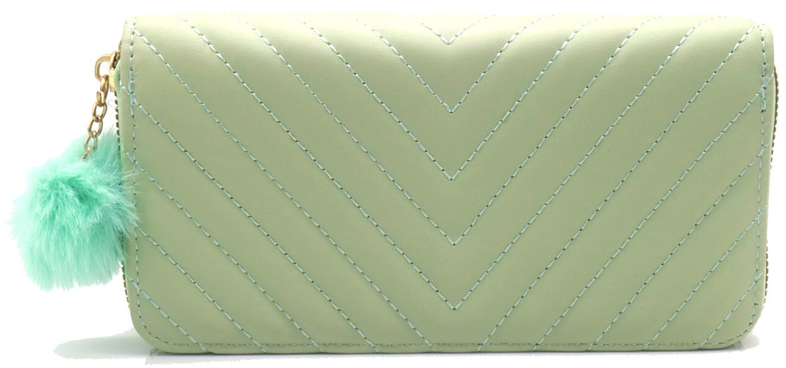 Groene portemonnee dames – PU wallet met rits en kaartsleuven | Masini Gifts
