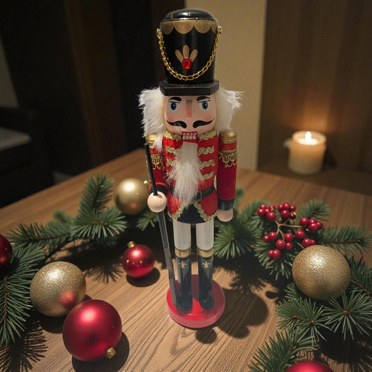 ๐ Traditionele houten notenkraker met geweer โ 30 cm