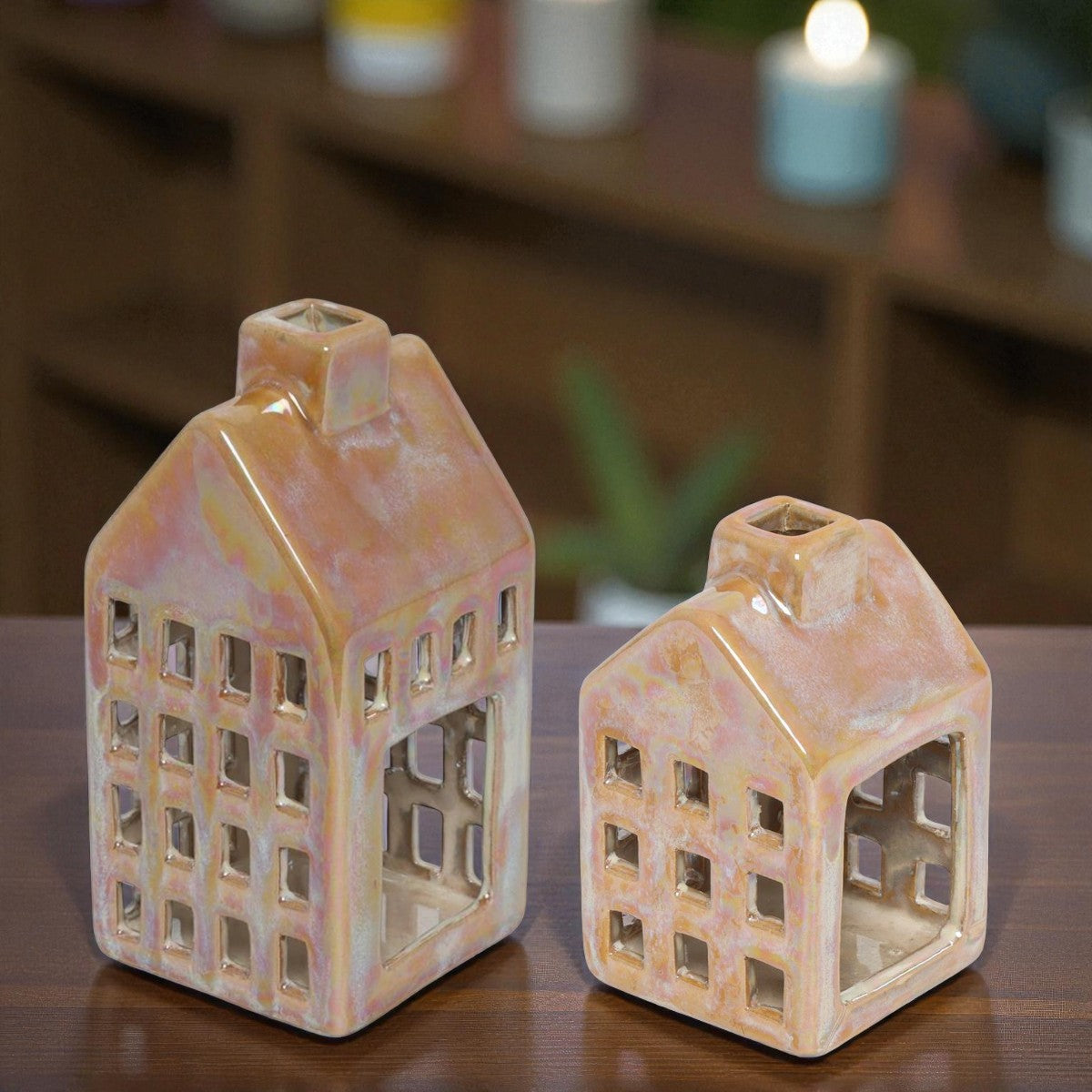 ๐ Countryfield Theelichthouder huis geel โ 17 cm