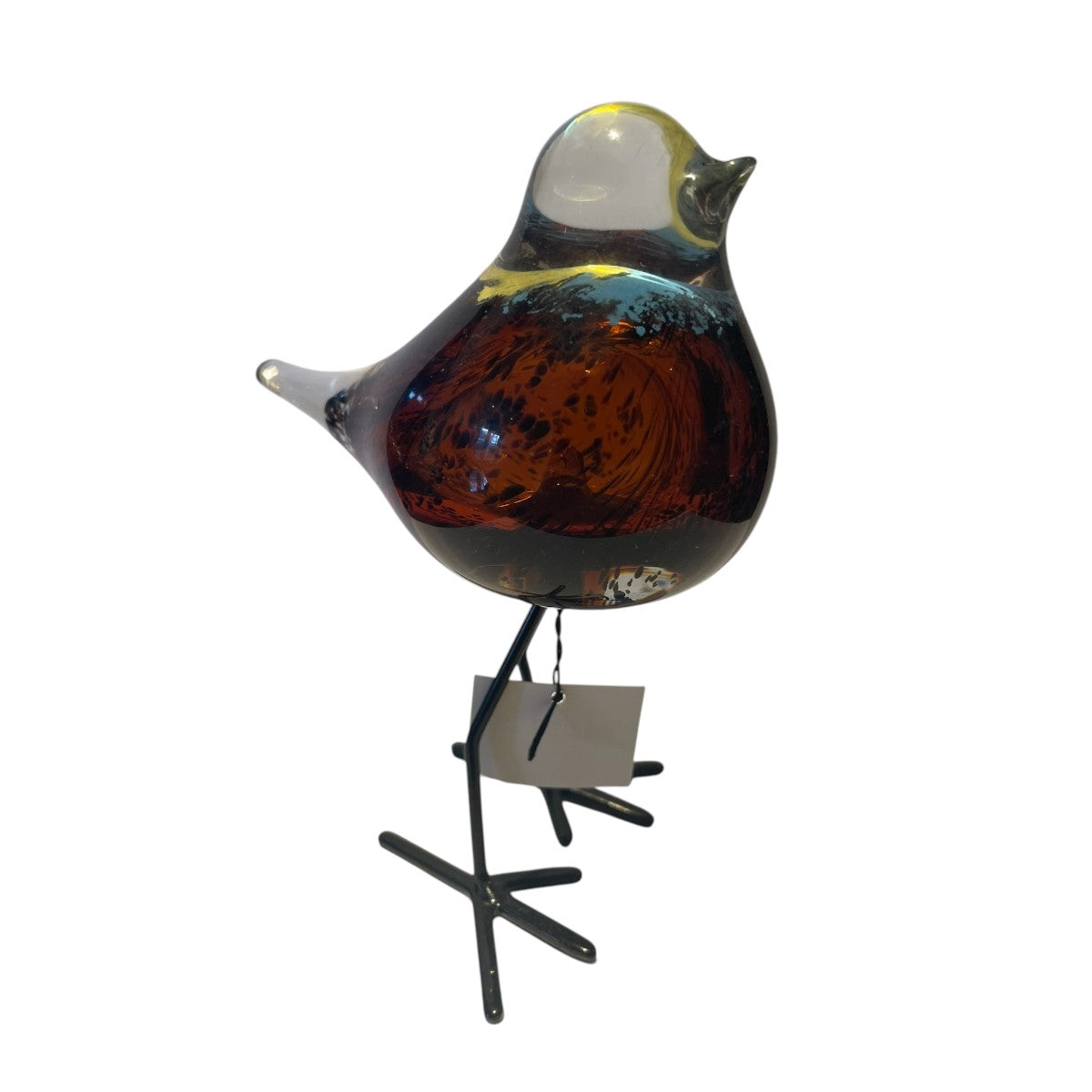 Glazen Vogel op Metalen Pootjes – Bruin