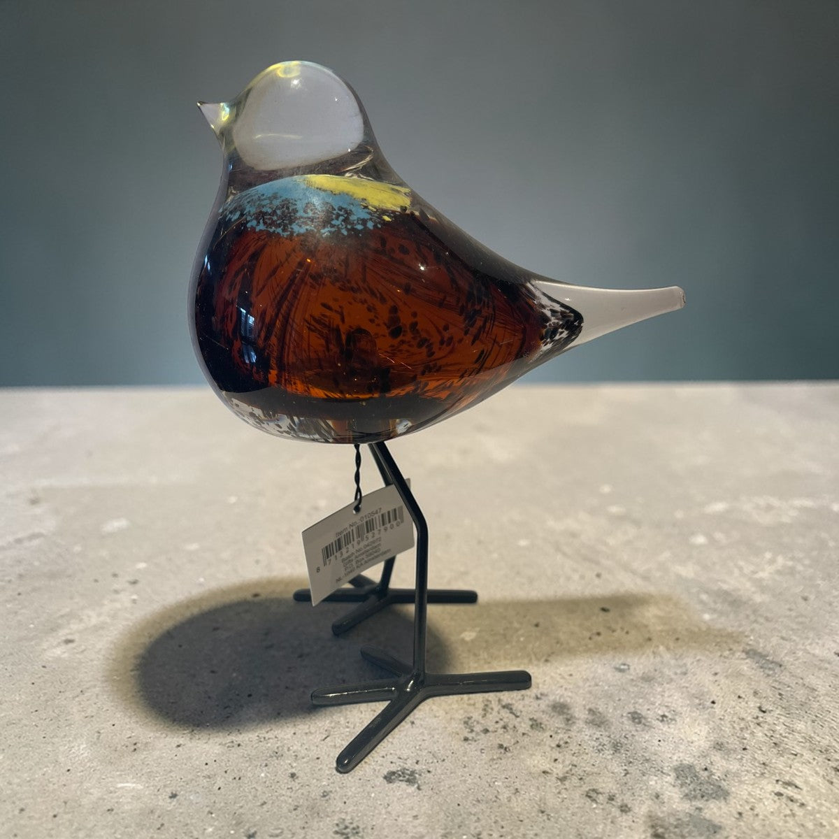 Glazen Vogel op Metalen Pootjes – Bruin