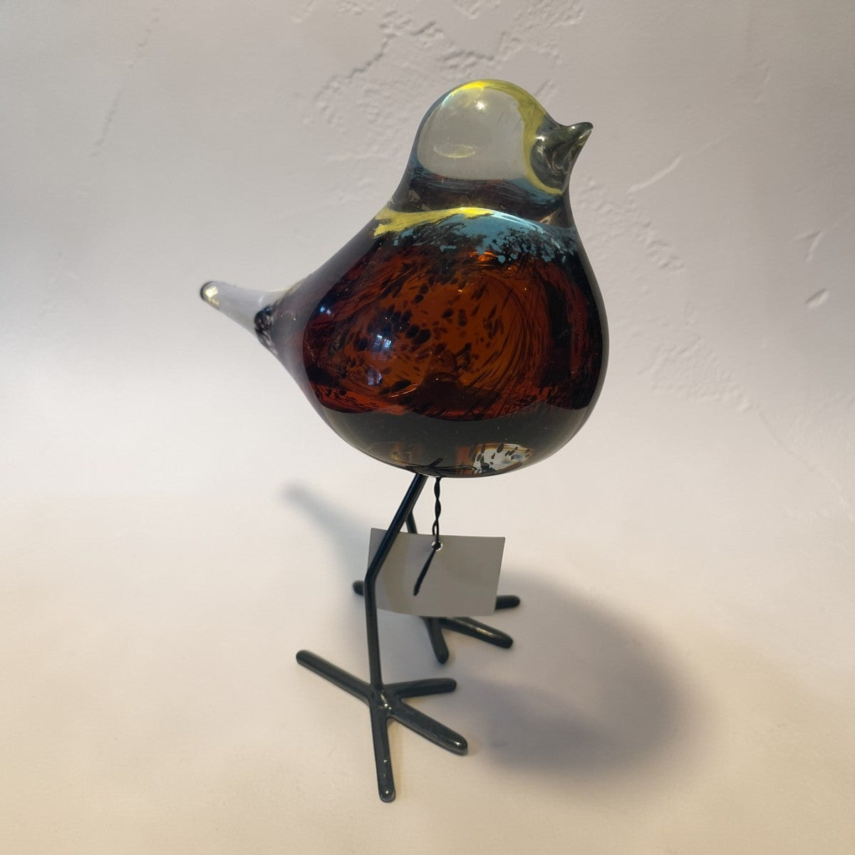 Glazen Vogel op Metalen Pootjes – Bruin
