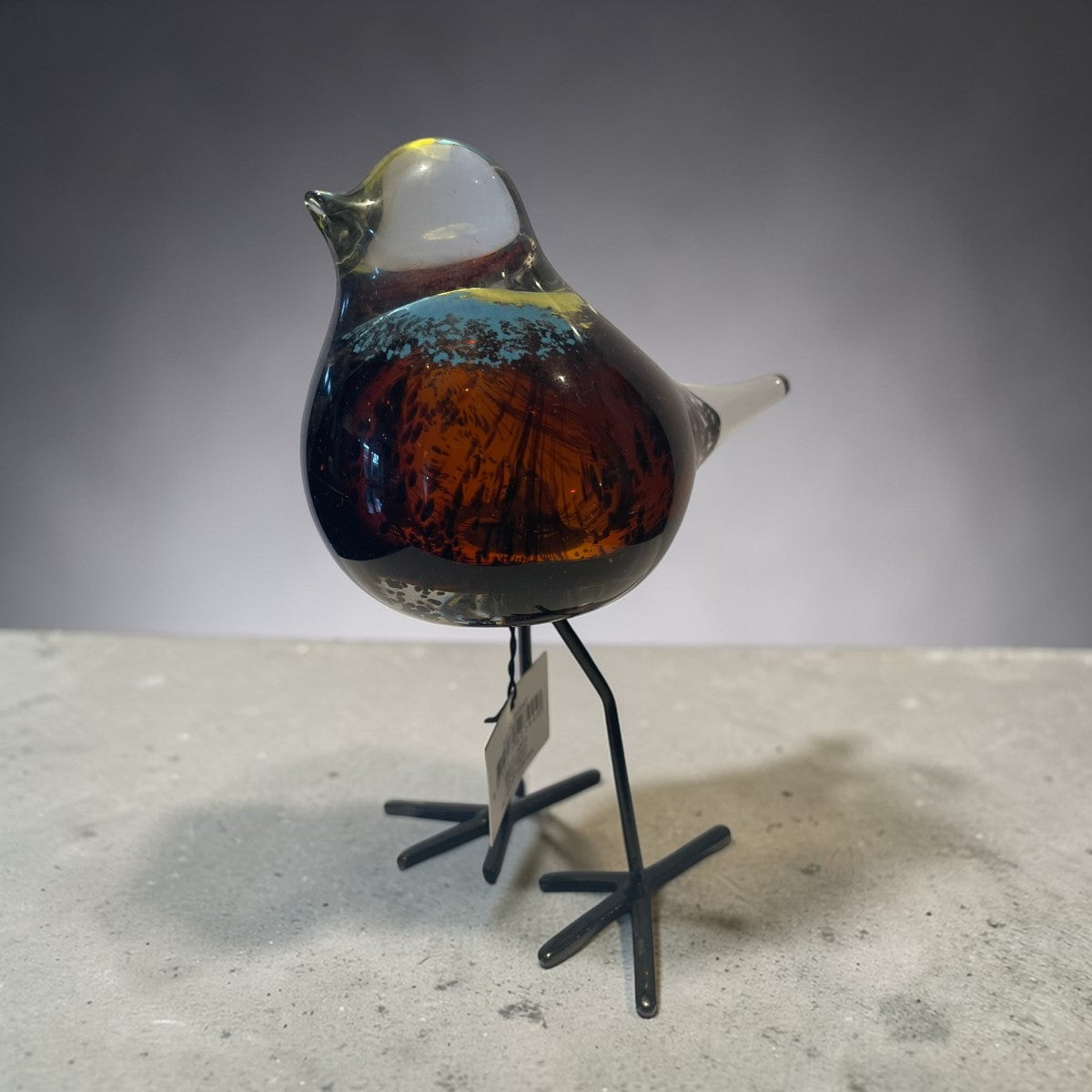 Glazen Vogel op Metalen Pootjes – Bruin