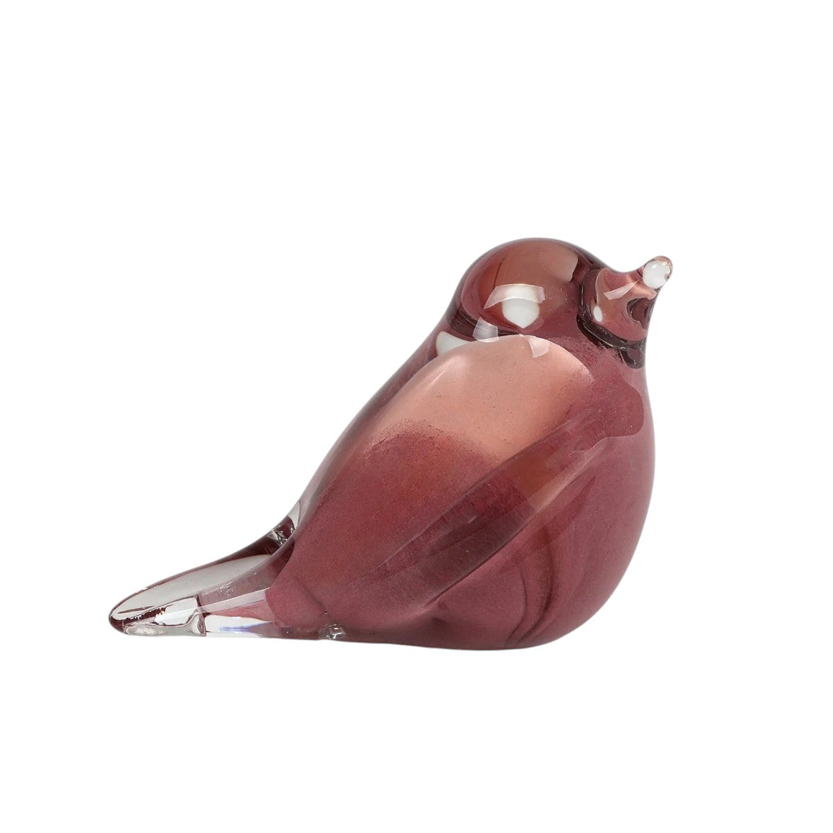 Zittende Glazen Vogel van Massief Kristalglas – Oud Roze