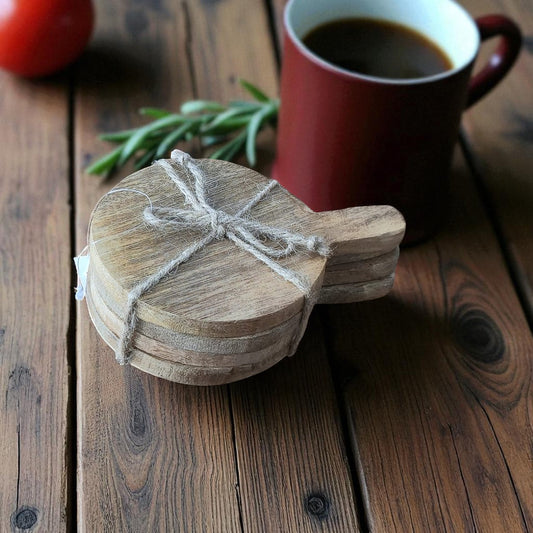 Set van 4 ronde houten borrelplank onderzetters