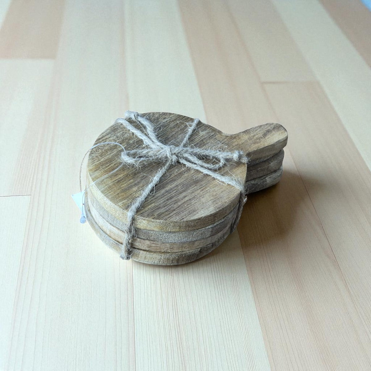 Set van 4 ronde houten borrelplank onderzetters