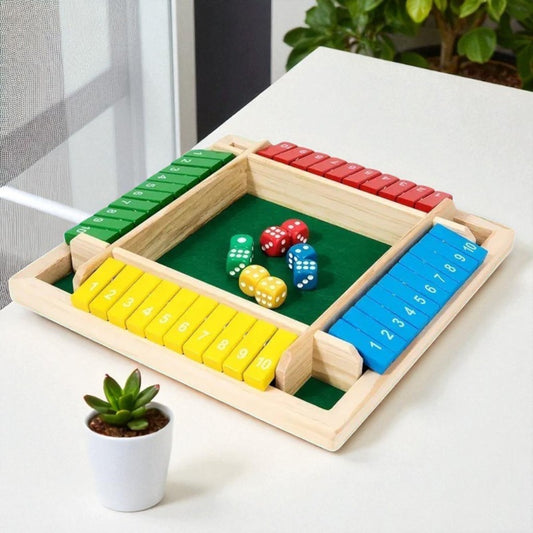 Gekleurde Shut the Box – Houten Dobbelspel voor 2-4 Spelers