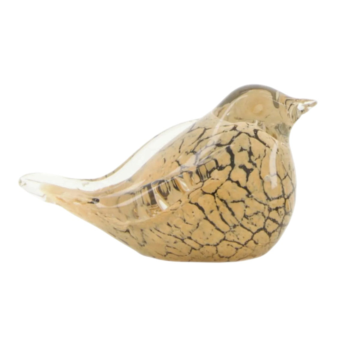 Zittende Glazen Vogel van Massief Kristalglas – Bruin