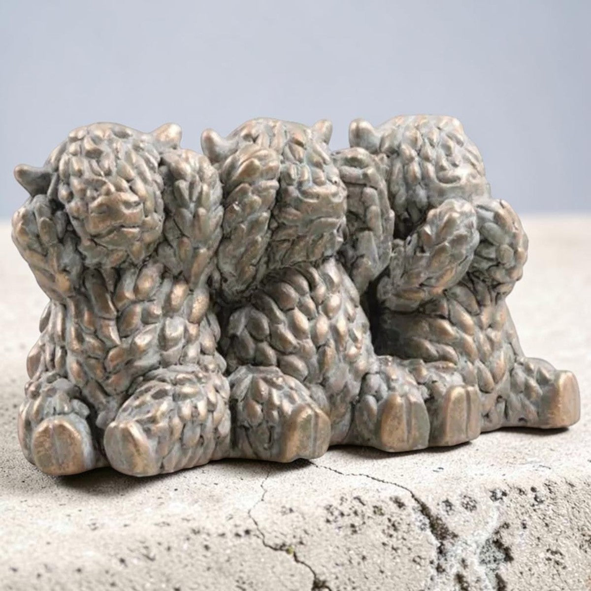 Schotse Hooglander Horen, Zien en Zwijgen Beeld – 15,5 cm