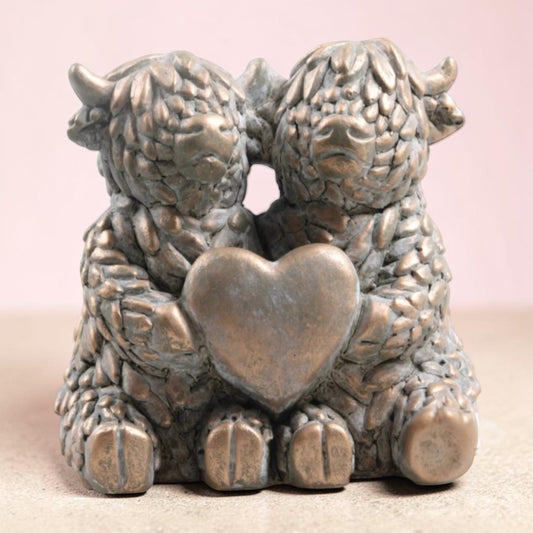 Schotse Hooglanders Beeld met Hart - 15,5 cm
