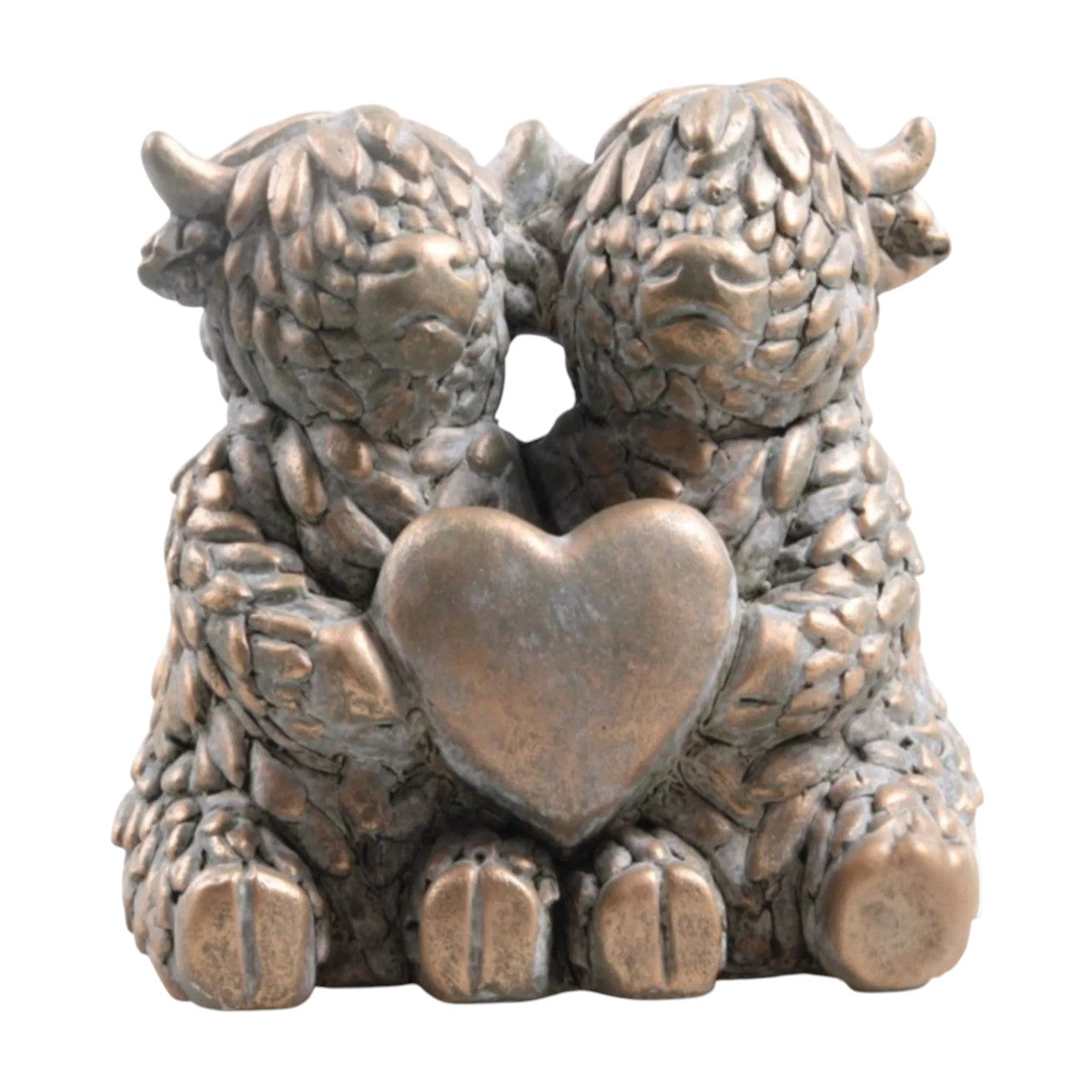 Schotse Hooglanders Beeld met Hart - 15,5 cm