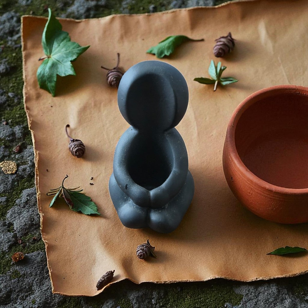 Hug kaarsenhouder zwart - 8 cm