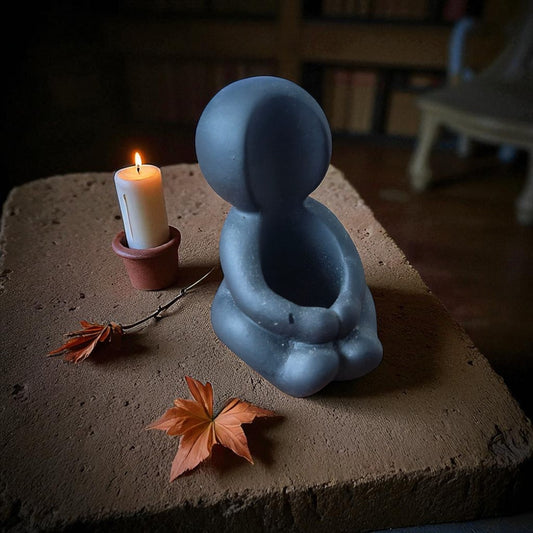 Hug kaarsenhouder zwart - 8 cm