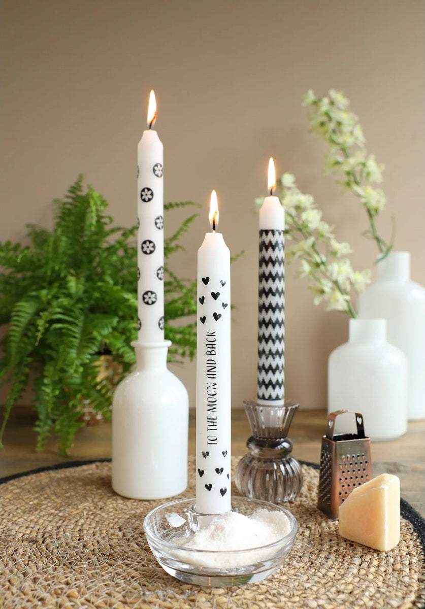 🕯️ Pimped Candles zwart met wit – “To the moon and back”
