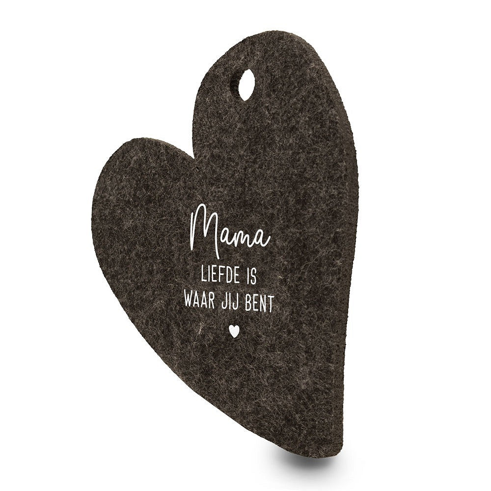 Vilten Onderzetter Hart – Mama – Set van 4