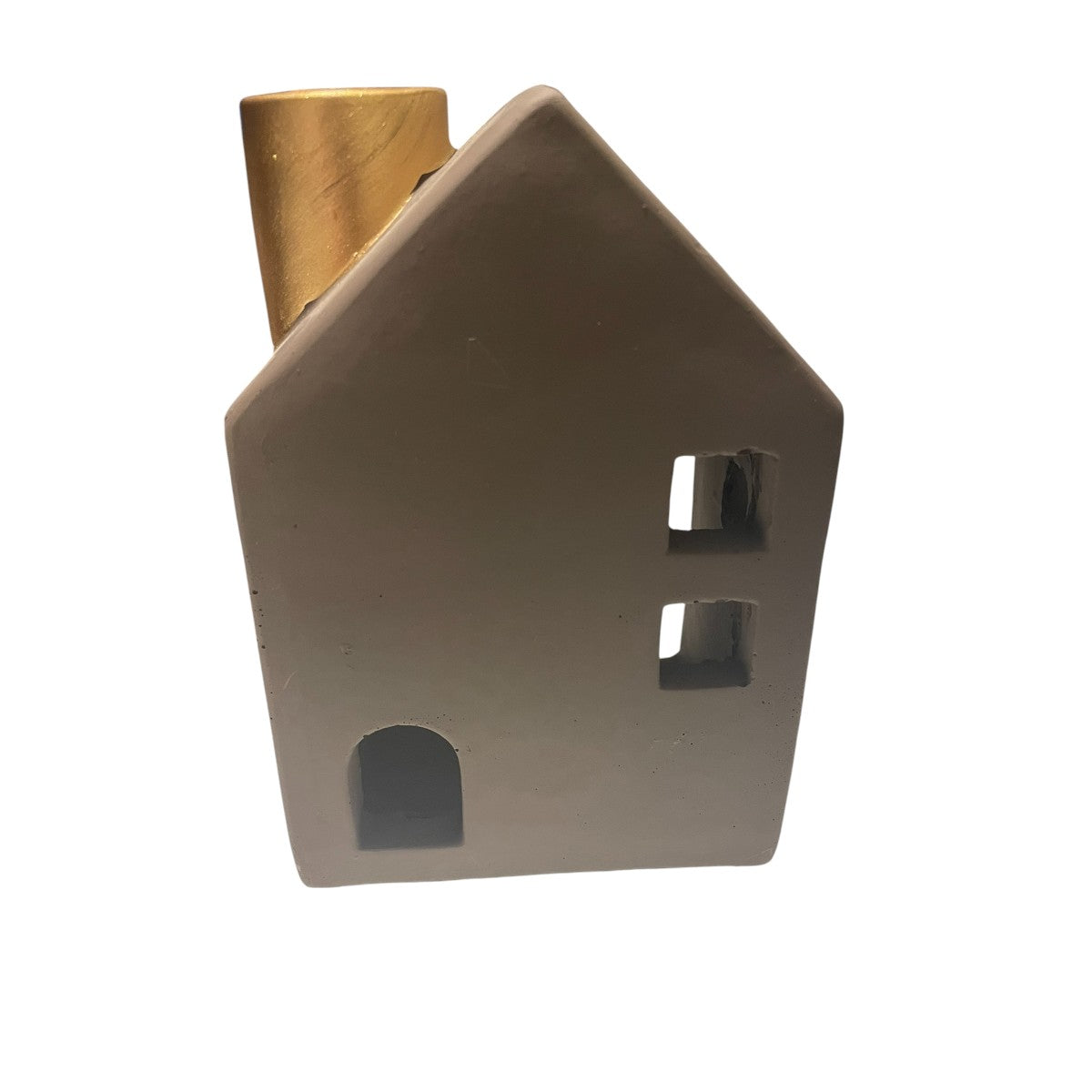 🏠 Waxinelicht huis met gouden schoorsteen – 11x8x16 cm