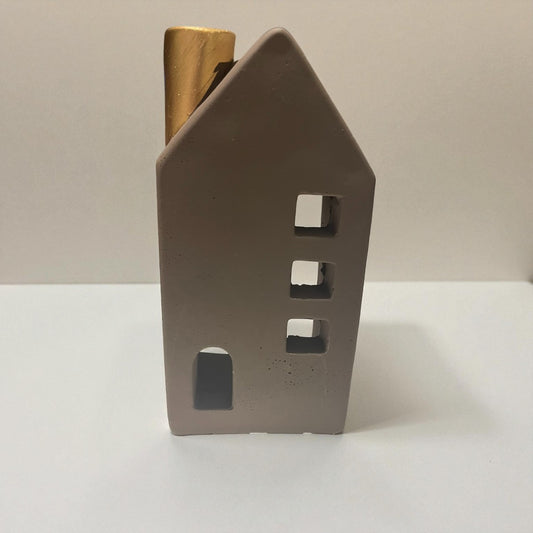 🏠 Waxinelicht huis met gouden schoorsteen – 7,5x5,5x15 cm