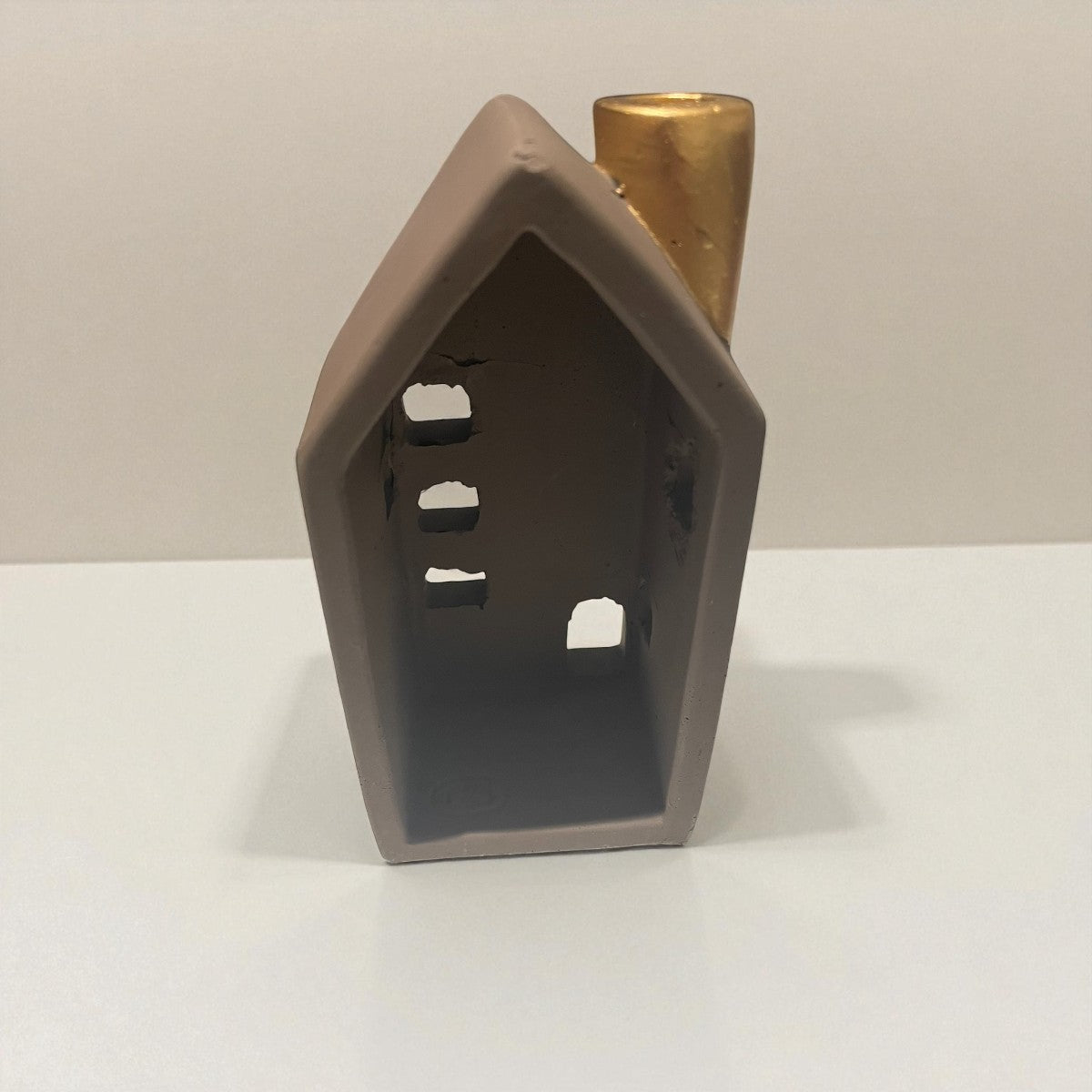 🏠 Waxinelicht huis met gouden schoorsteen – 7,5x5,5x15 cm