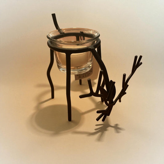 🦌 Waxinelichthouder grazend rendier van metaal – 11 cm