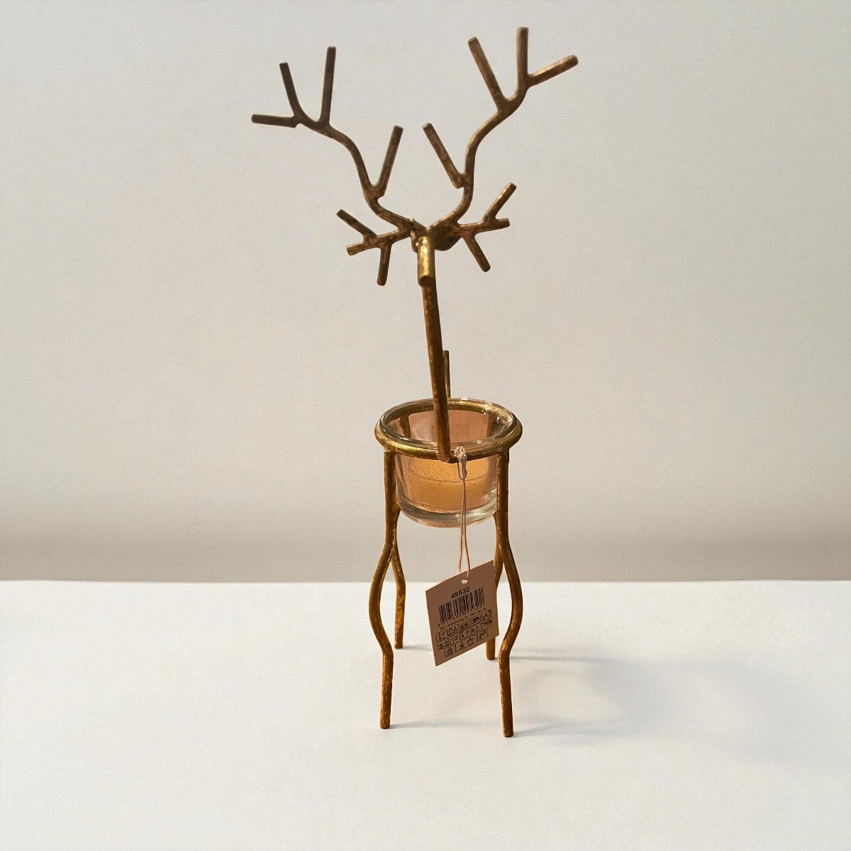 🕯️ Waxinelichthouder rendier van metaal goud – 29 cm