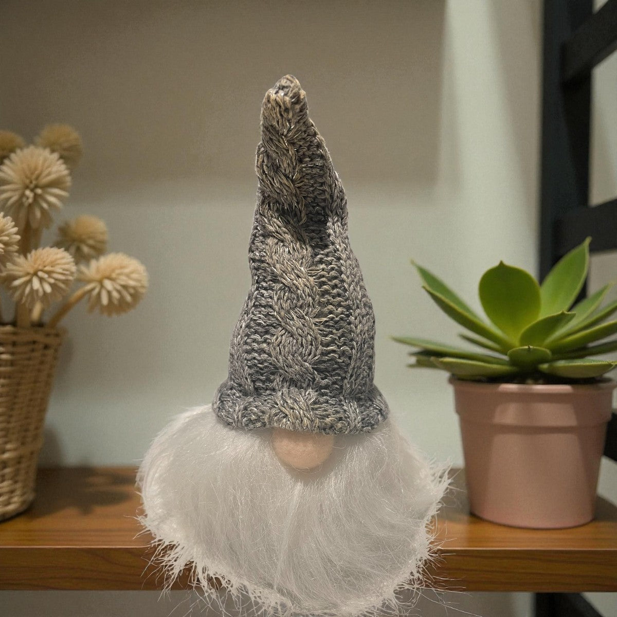 🎅 Kerst gnoom grijs – 16 cm hoog