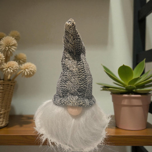 🎅 Kerst gnoom grijs – 16 cm hoog