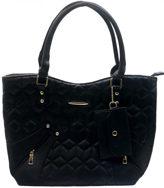 Zwarte shopper tas met portemonnee