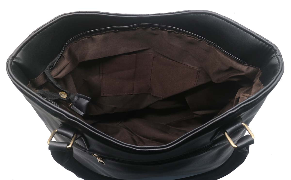 Zwarte shopper tas met portemonnee
