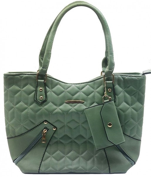 Groene shopper tas met portemonnee