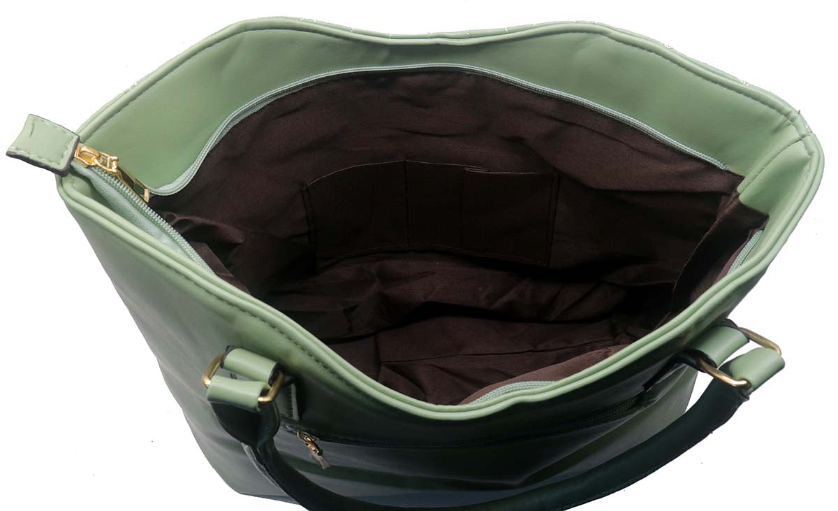 Groene shopper tas met portemonnee