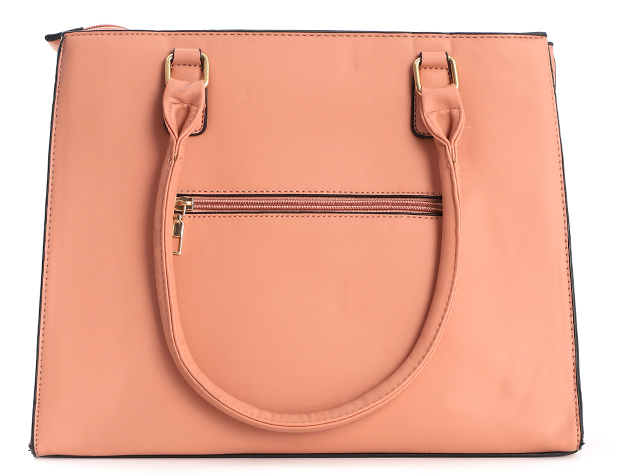 Roze tas dames – PU handtas met ruitenpatroon en ritsvakken | Masini Gifts