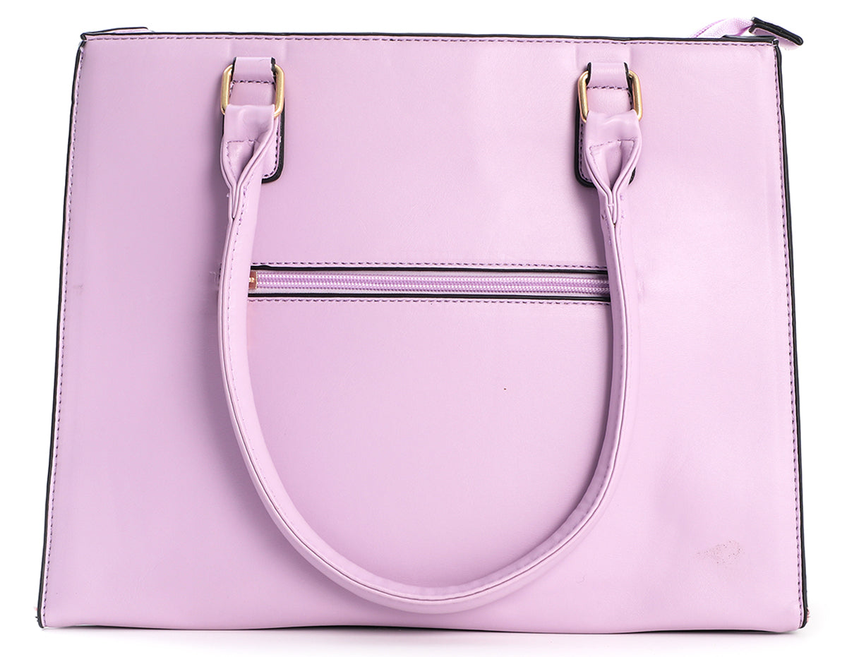 Paarse tas dames – PU handtas met ruitenpatroon en ritsvakken | Masini Gifts