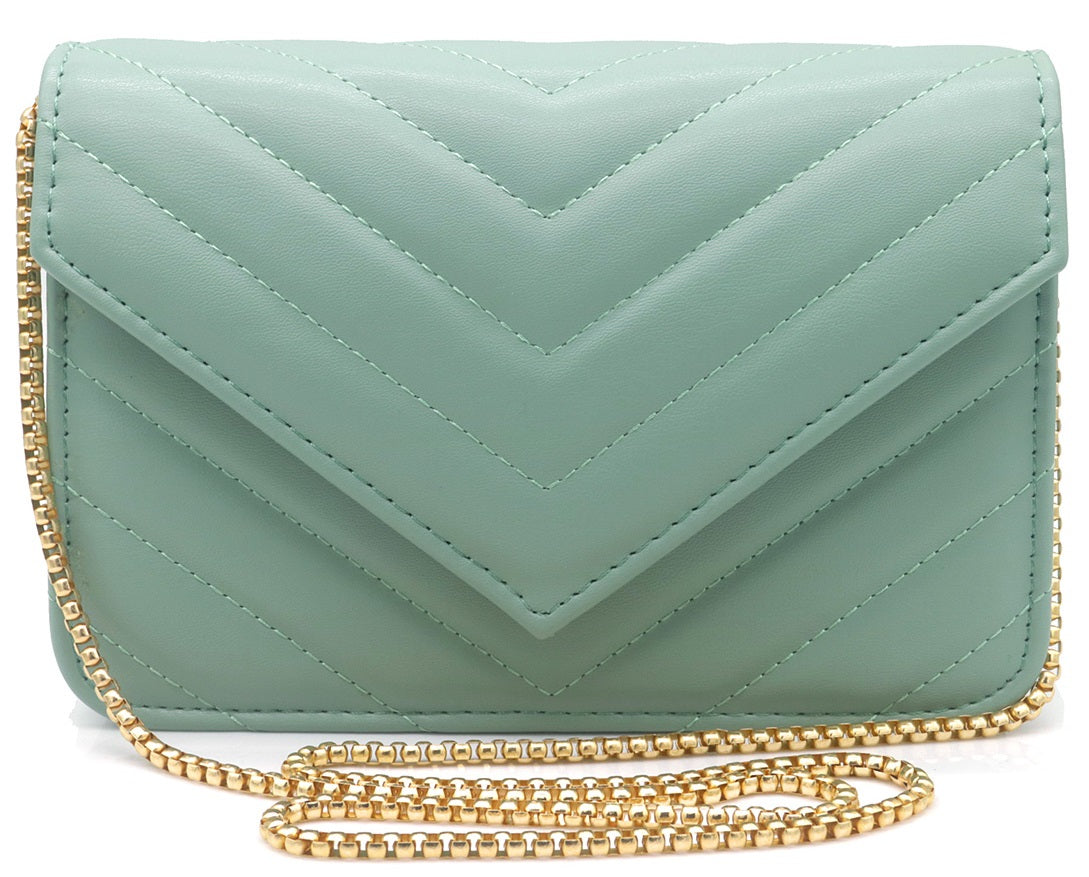 Groene PU schoudertas – tas met gouden ketting en magnetische sluiting | Masini Gifts