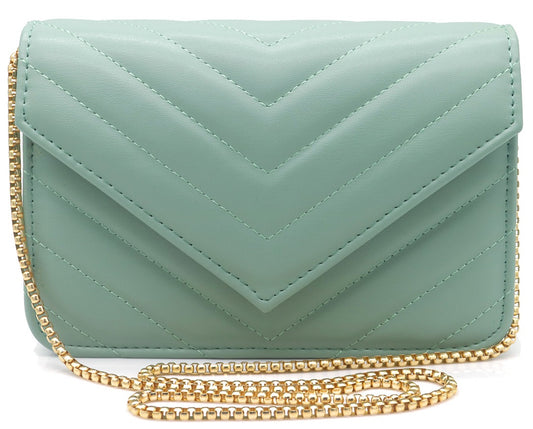 Groene PU schoudertas – tas met gouden ketting en magnetische sluiting | Masini Gifts