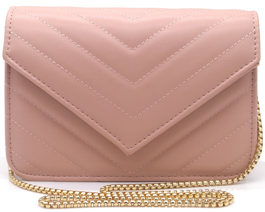 Roze PU schoudertas – tas met gouden ketting en magnetische sluiting | Masini Gifts