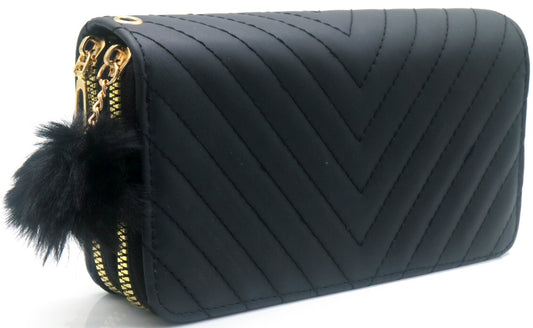 Zwarte Portemonnee Dames – Ruime PU Wallet met Rits en Kaartsleuven | Masini Gifts