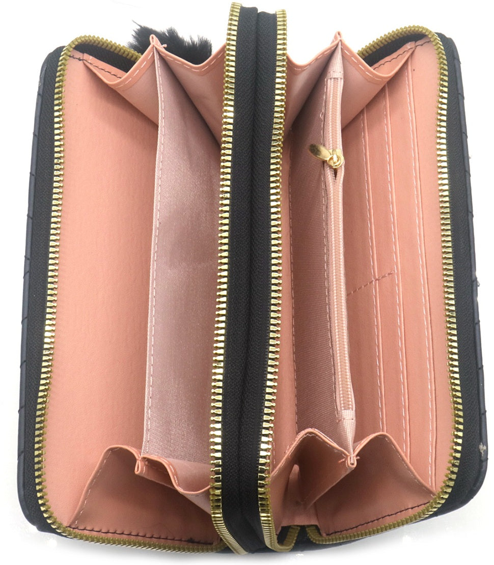Zwarte Portemonnee Dames – Ruime PU Wallet met Rits en Kaartsleuven | Masini Gifts