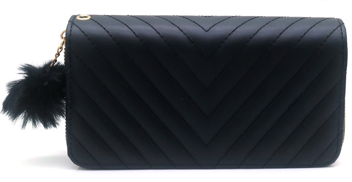 Zwarte Portemonnee Dames – Ruime PU Wallet met Rits en Kaartsleuven | Masini Gifts