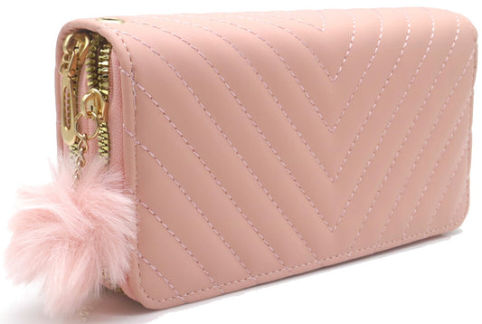 Roze portemonnee dames – PU wallet met rits en kaartsleuven | Masini Gifts