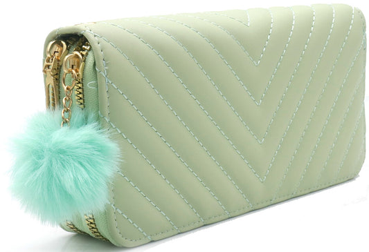 Groene portemonnee dames – PU wallet met rits en kaartsleuven | Masini Gifts