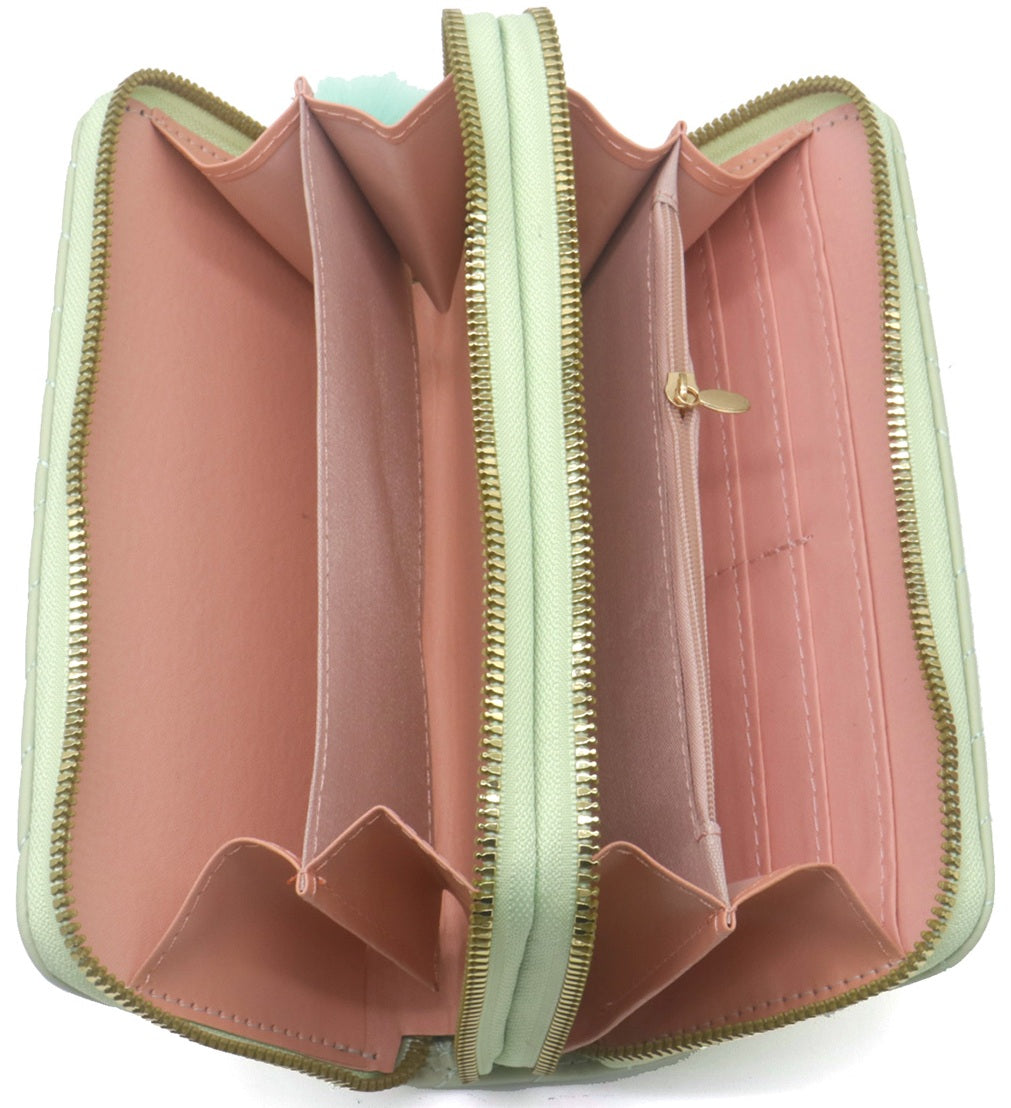 Groene portemonnee dames – PU wallet met rits en kaartsleuven | Masini Gifts