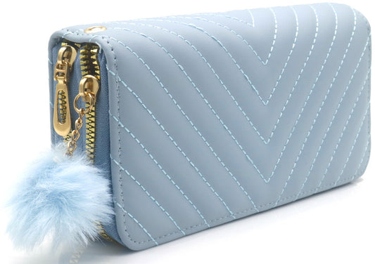 Blauwe Portemonnee Dames – PU Wallet met Rits en Kaartsleuven | Masini Gifts