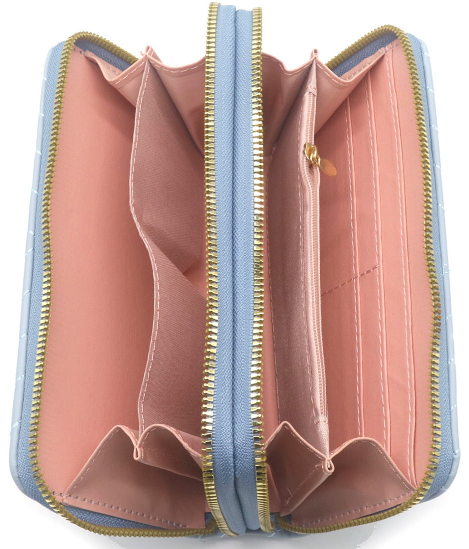 Blauwe Portemonnee Dames – PU Wallet met Rits en Kaartsleuven | Masini Gifts